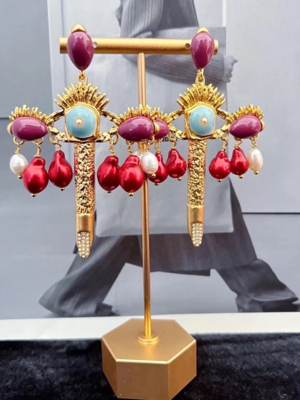 Schiaparelli Dopamine Color Pearl Stud Earrings